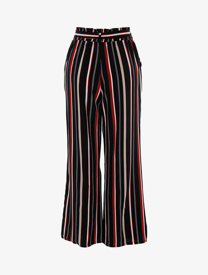 Pantalon fluide à rayures - bordeaux - 2