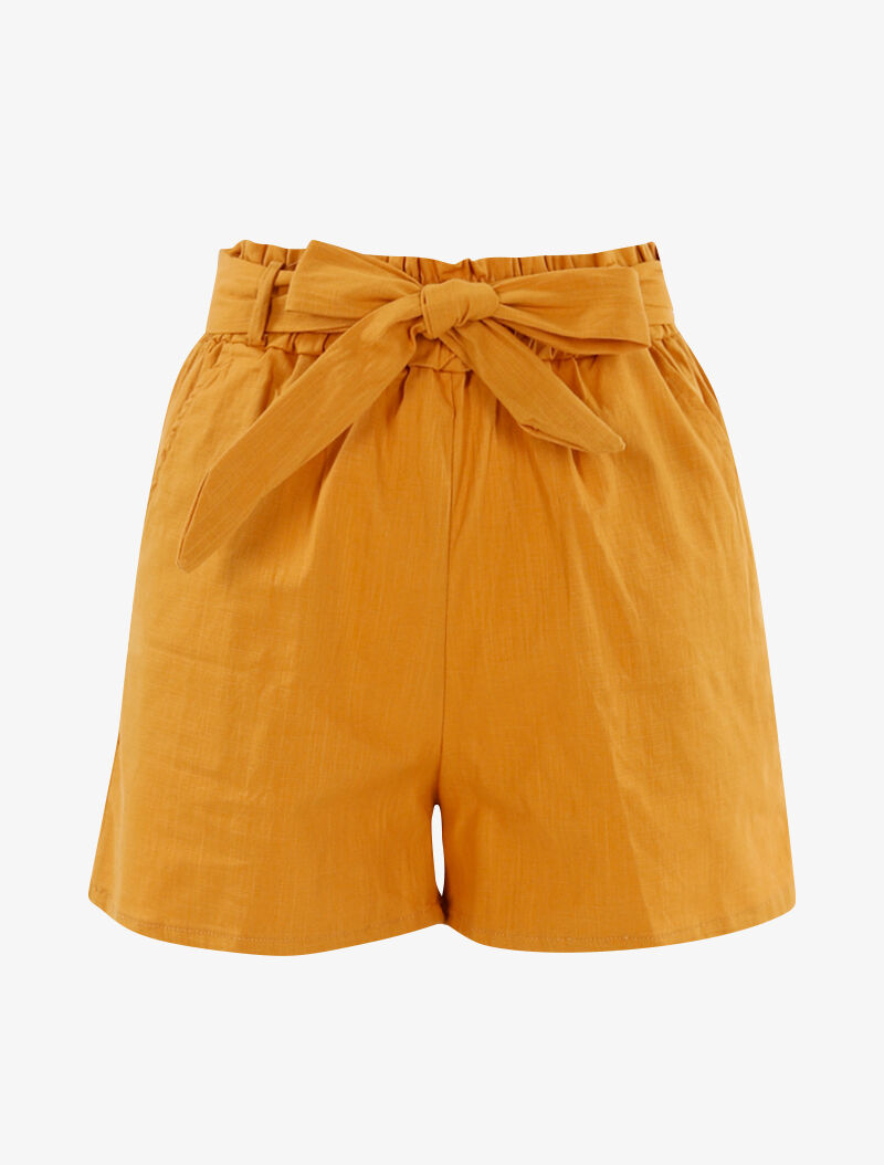 Short uni effet toile - jaune - 3