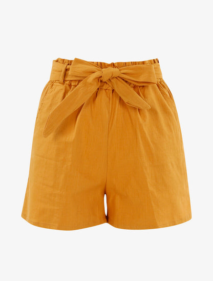 Short uni effet toile - jaune - 3