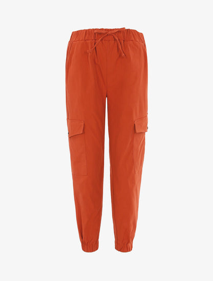 Pantalon cargo taille haute - brique
