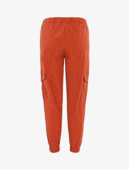 Pantalon cargo taille haute - brique