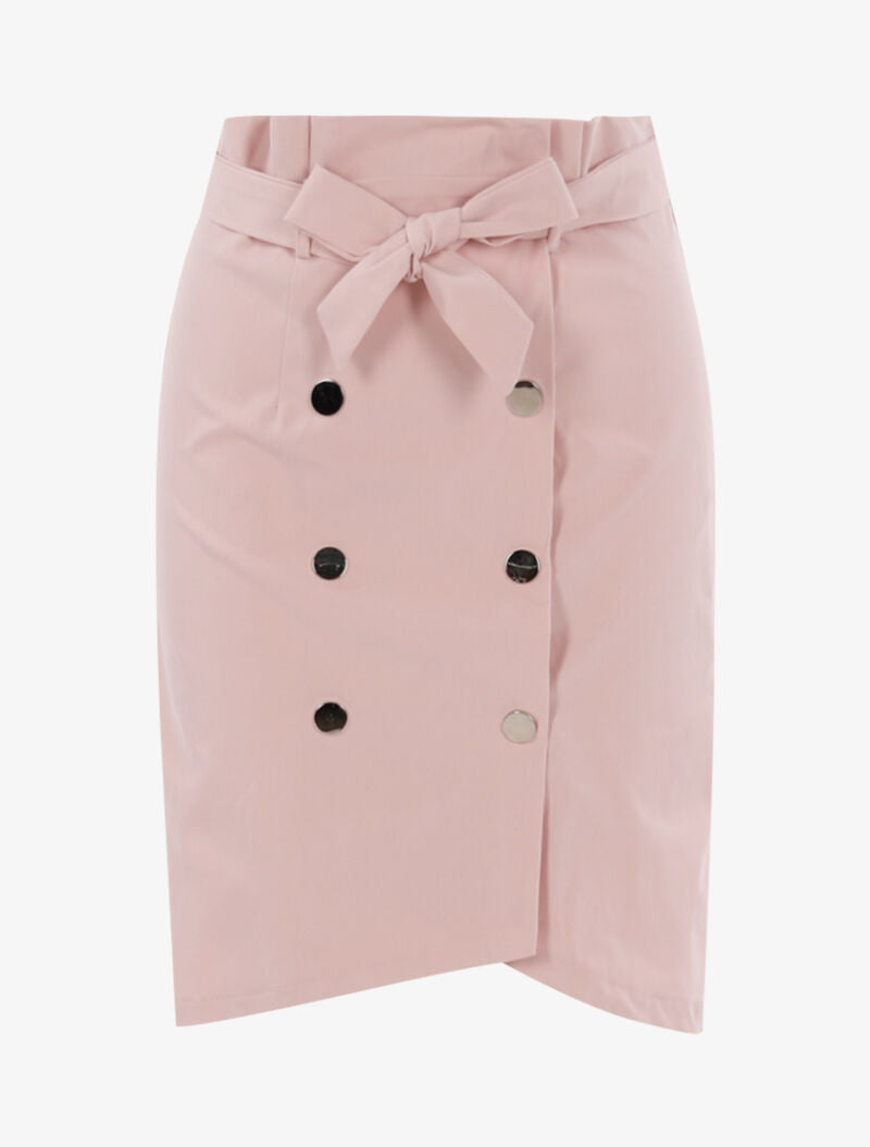 Jupe mi longue à boutons pression - lilas - 1