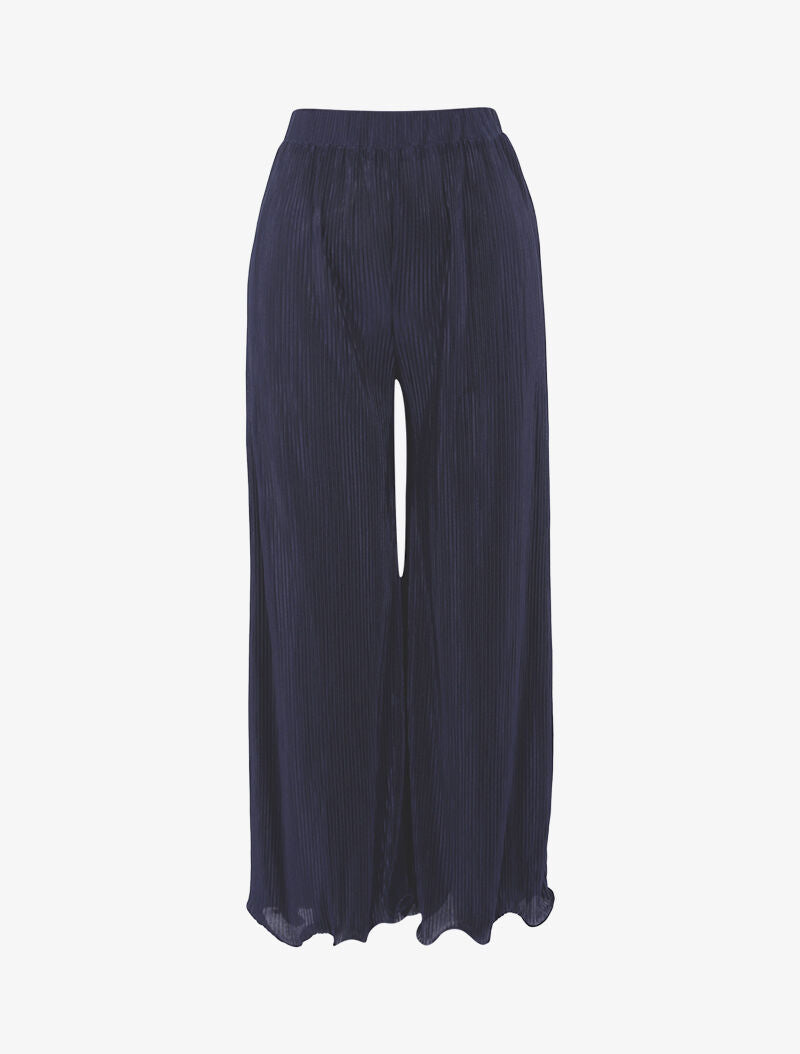 Pantalon 7/8 coupe droite gaufré - marine