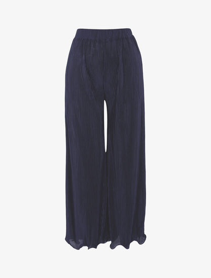 Pantalon 7/8 coupe droite gaufré - marine