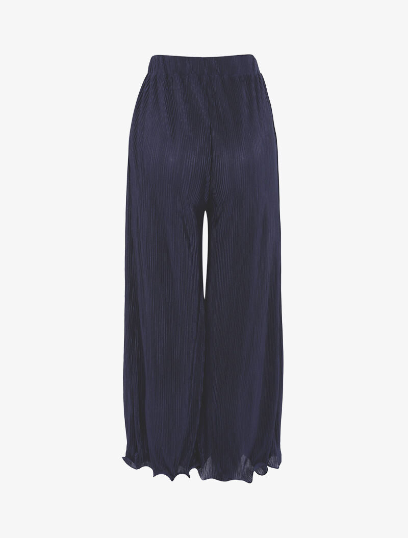 Pantalon 7/8 coupe droite gaufré - marine