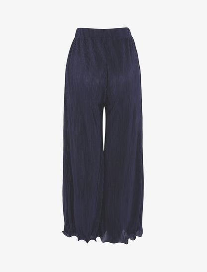 Pantalon 7/8 coupe droite gaufré - marine