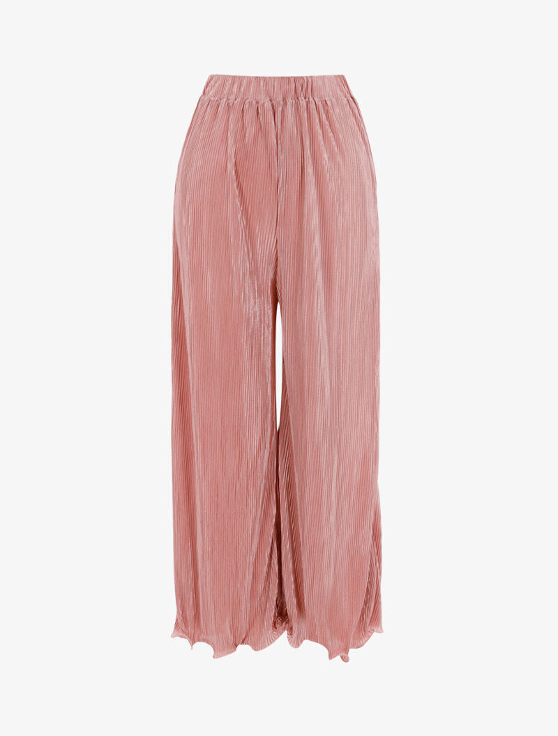 Pantalon 7/8 coupe ample gaufré - rose