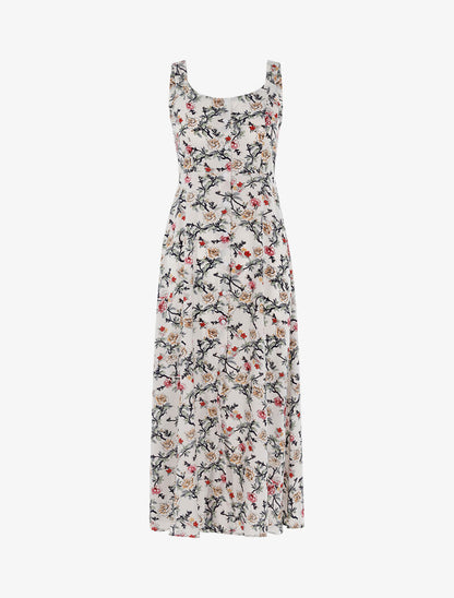 Robe fleurie à dos ajouré - ecru - 1