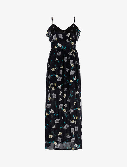 Robe longue à imprimé floral - marine - 2
