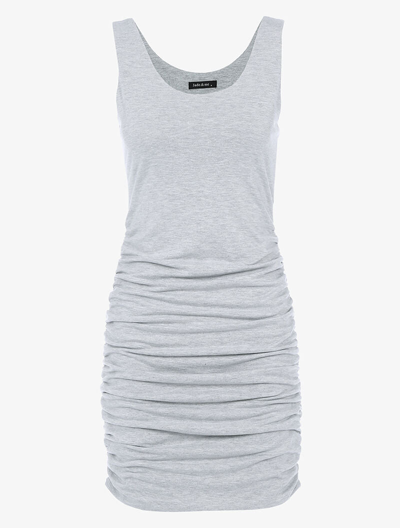 Robe moulante à côtés froncés - gris clair - 1