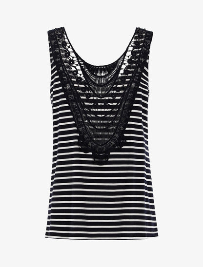 Top style marinière à dos crochet - marine/blanc - 2