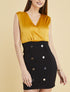 Robe bi matière à boutons décoratifs - noir/jaune - 1