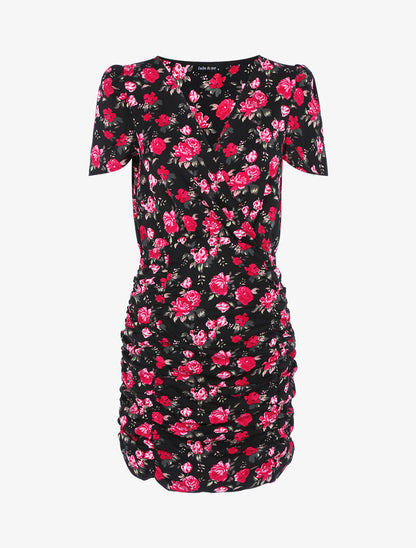 Robe moulante à imprimé floral - noir - 3