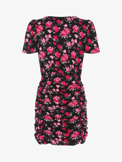 Robe moulante à imprimé floral - noir - 2