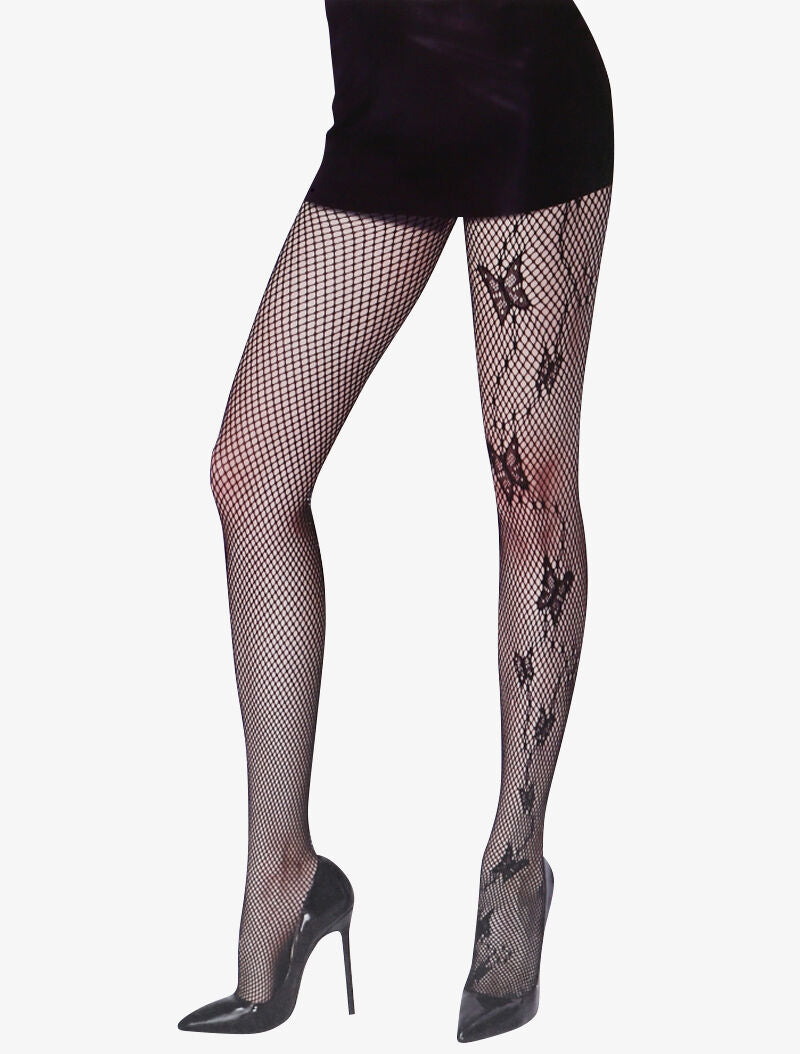 Collants à jambe ornée de papillons - noir - 1