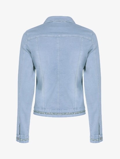 Veste en jean à bord strassé - bleu - 2
