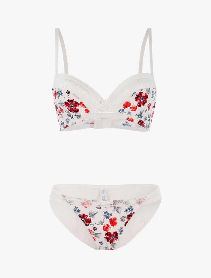 Ensemble imprimé floral et culotte - blanc - 1