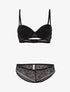 Ensemble dentelle à maille et culotte - noir - 3