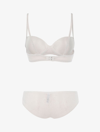 Ensemble dentelle à maille et culotte - blanc - 2