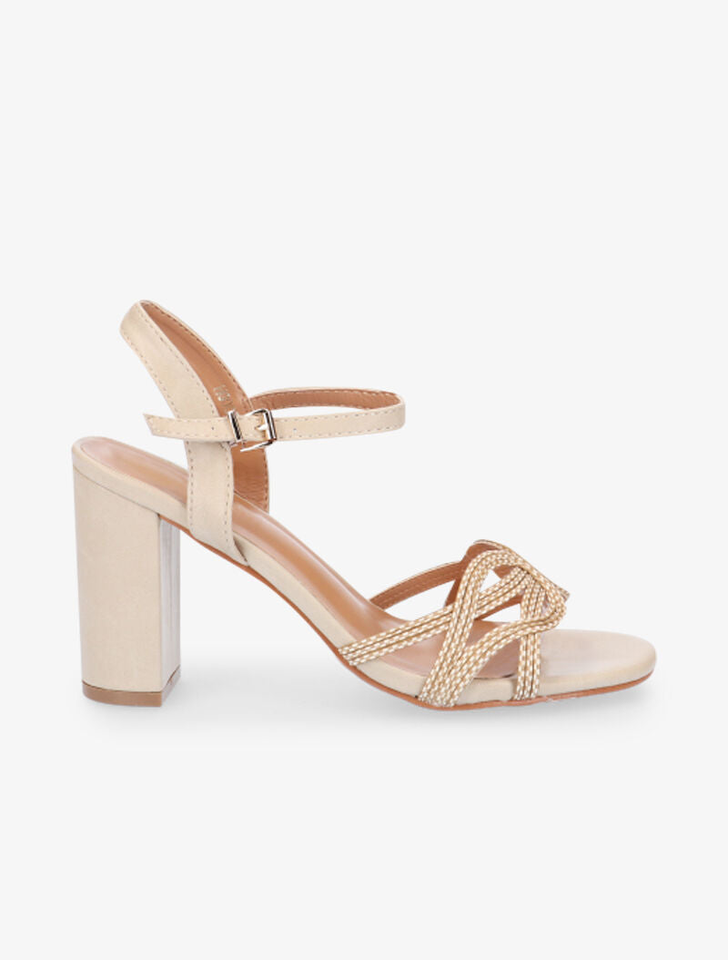 Sandales à bride avant effet entrelacé - beige - 1