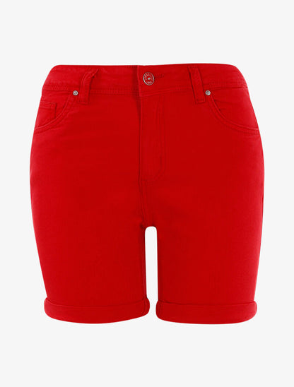 Short basique à ourlets - rouge - 1
