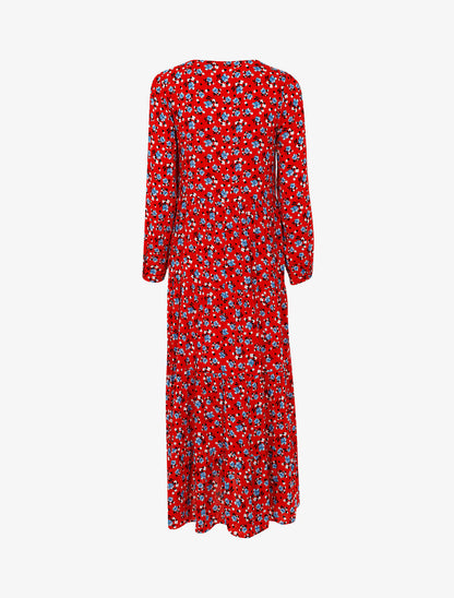 Robe fluide à imprimé floral - rouge - 2