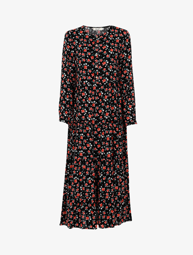 Robe fluide à imprimé floral - noir - 3