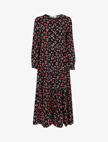 Robe fluide à imprimé floral - marine - 1