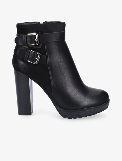 Bottines hautes bimatière à sangles - noir - 2