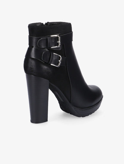 Bottines hautes bimatière à sangles - noir - 5