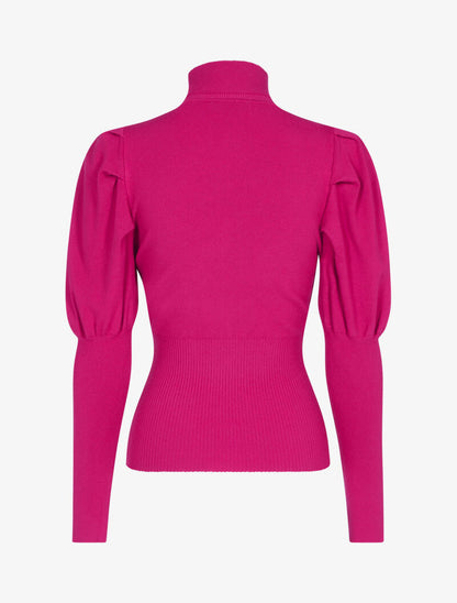 Pull doux à manches gigot - fushia - 2