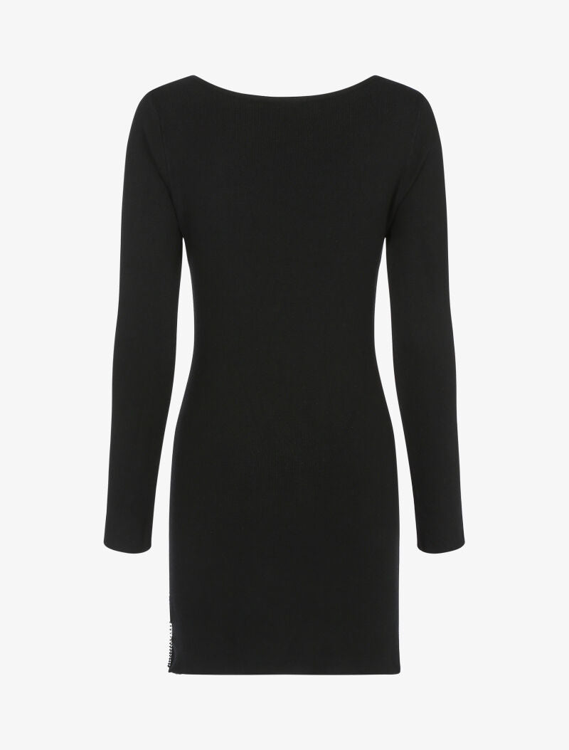Robe pull à zip strassé et dentelle - noir - 2
