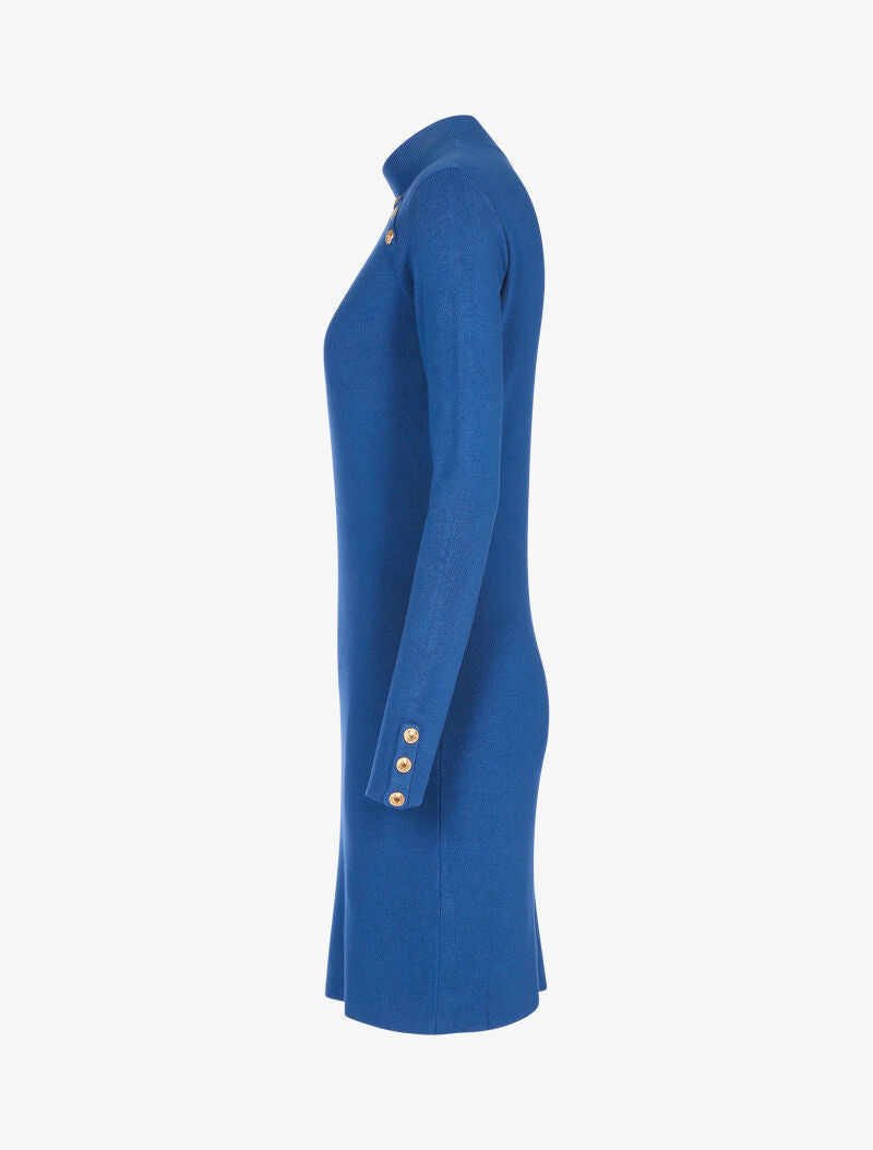 Robe pull à boutons contrastants - bleu charrette - 3