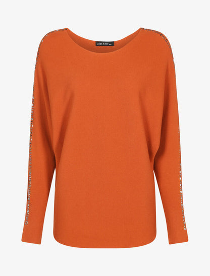 Pull à manches ajourées - orange - 1