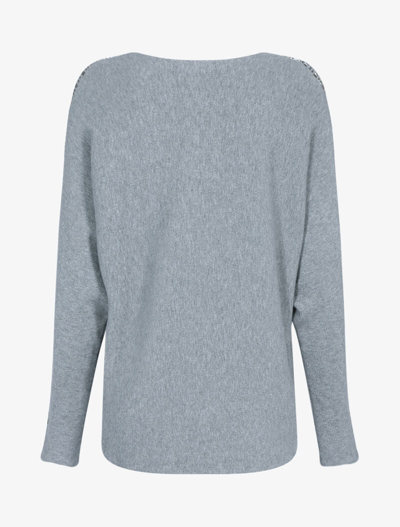 Pull à manches ajourées - gris clair - 2