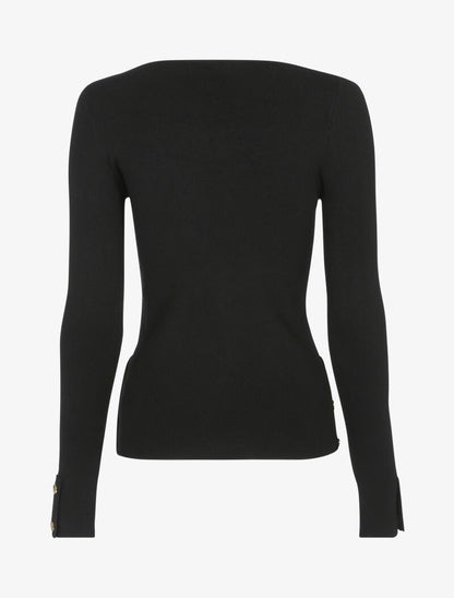 Pull doux à détails boutonnés - noir - 2