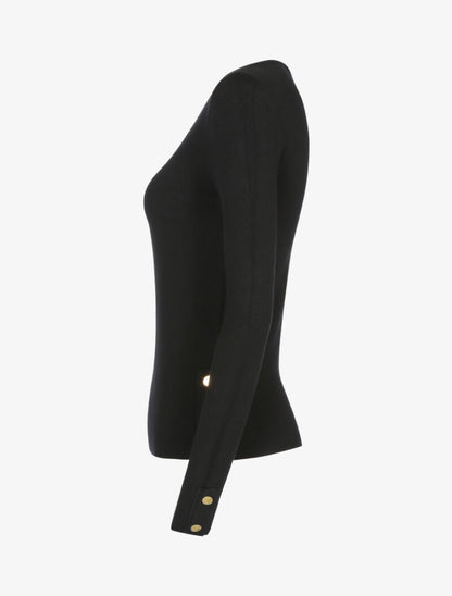 Pull doux à détails boutonnés - noir - 3
