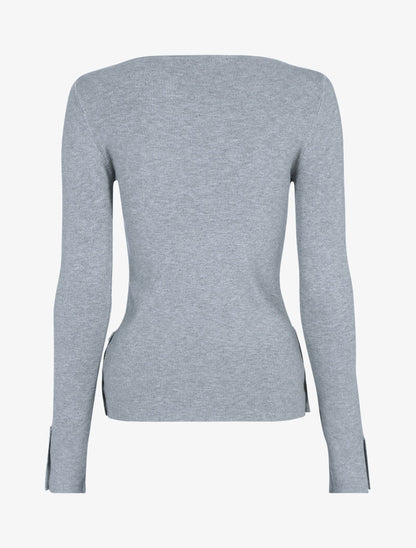 Pull doux à détails boutonnés - gris clair - 2