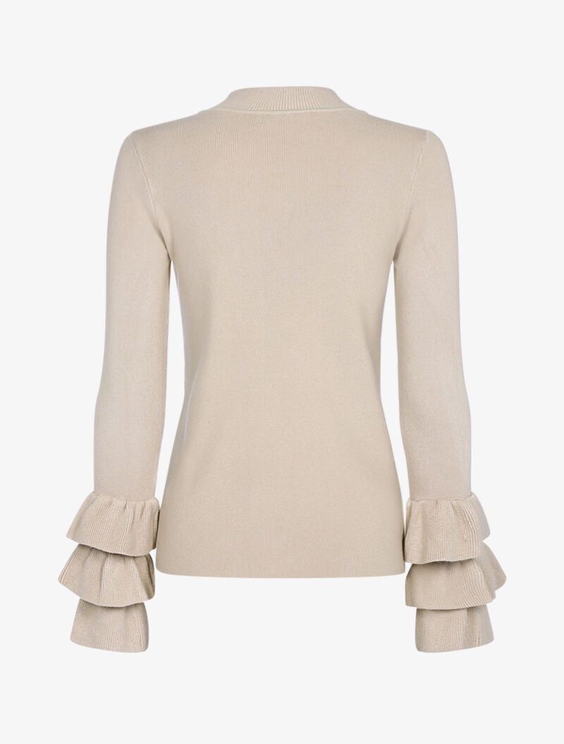Pull doux à manches volantées - beige - 2