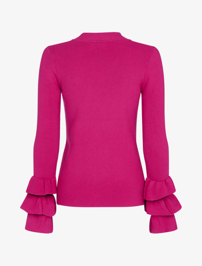 Pull doux à manches volantées - fushia - 2