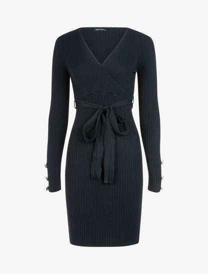 Robe moulante ceinturée - noir - 3