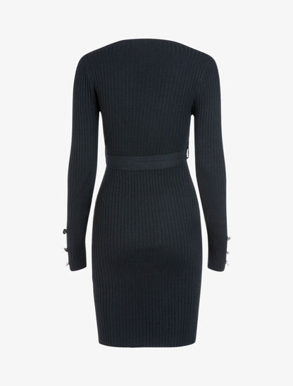 Robe moulante ceinturée - noir - 2