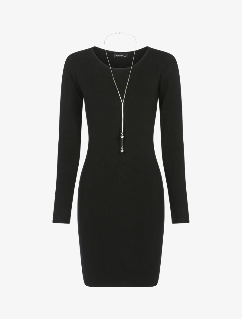 Robe pull basique - noir - 1