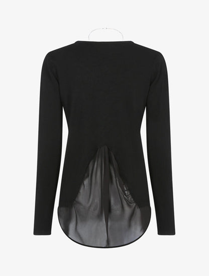 Pull à empiècement asymétrique en voile - noir - 2