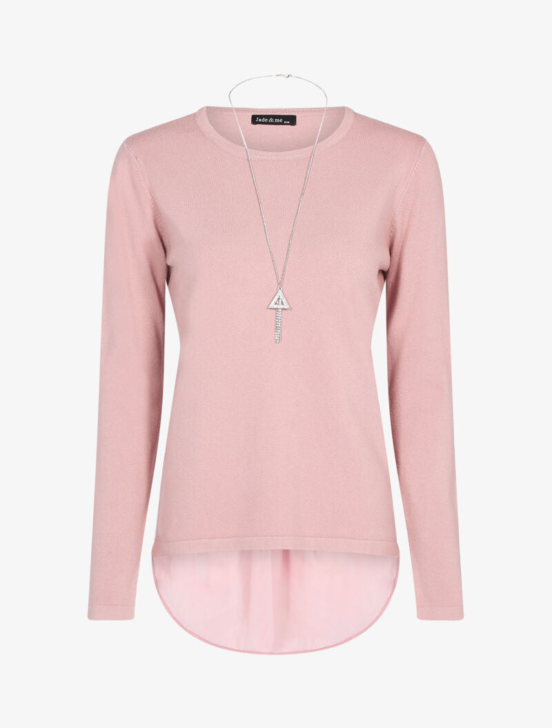 Pull à empiècement asymétrique en voile - rose - 1