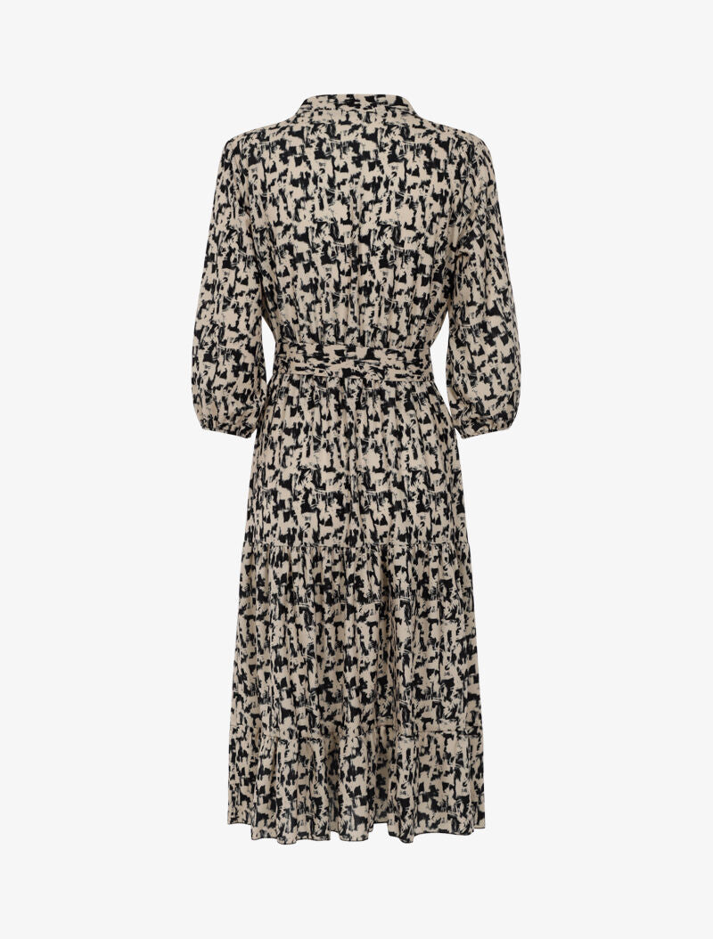 Robe mi longue à imprimé graphique - beige - 3