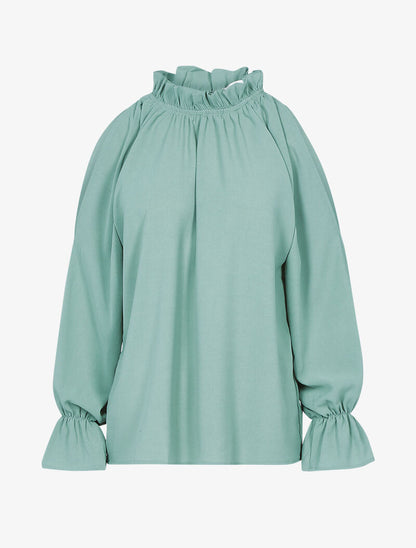 Top fluide à épaules dénudées - vert - 1