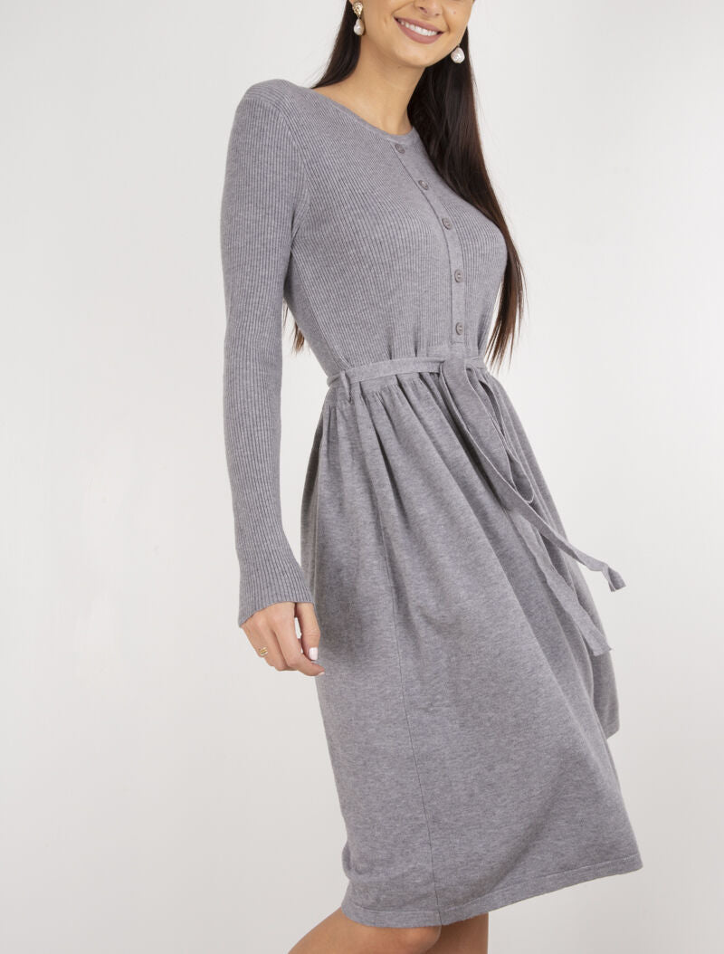 Robe-pull à buste boutonné - gris - 1