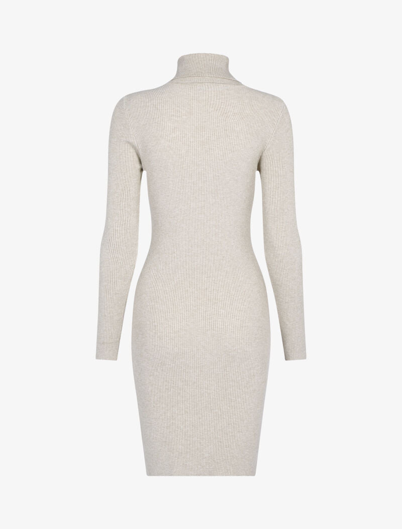 Robe-pull côtelée à col roulé - taupe - 2