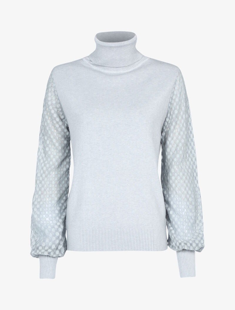 Pull à manches en dentelle imprimé - gris - 2